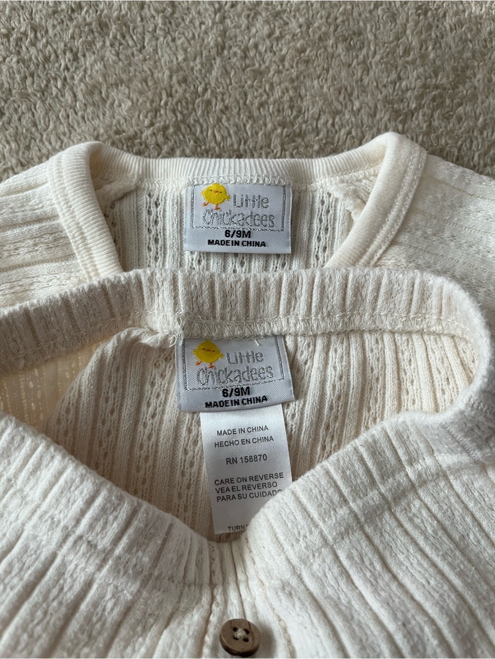 Little Moon Cream Ribbed Footed One-Piece Set - Picture 4 of 4